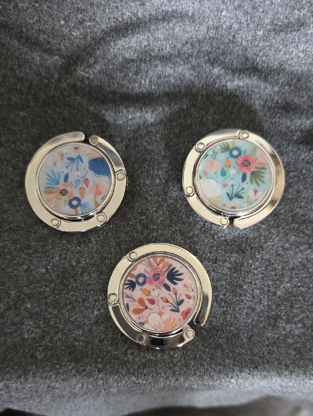 Floral Foldable Purse Hooks - Set of 3